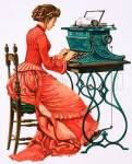 Victorian female secretary at type writer